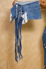 Dark Denim Fringe wrap skirt