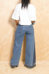 *Dark Wash Denim Distressed Wide Leg Jeans - 32/30