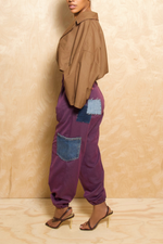 *Purple denim pocketed elastic waist jogger slacks (XS/S)