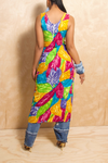*Floral vintage leg split dress blouse (S) - FINAL SALE