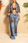 Dark Denim Brown hand Beaded Wide-Leg Levi’s