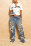 *Real life Dirty Durty Distressed Jeans (36 -9/10) - FINAL SALE