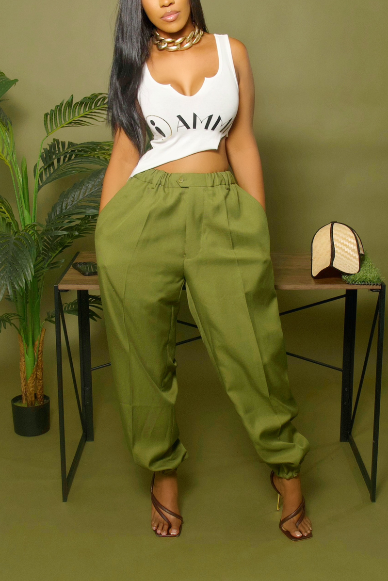 Olive Green jogger slacks