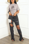 *Ashy black crazy wicked holey distressed jeans - FINAL SALE