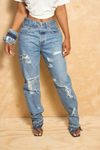 *Light Distressed Blue Denim Jeans (30-) - FINAL SALE