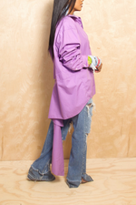 *Light Purple cut off boyfriend button-up shirt S/M/L