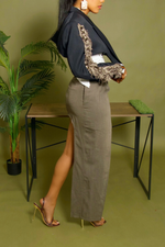 Dirty mix Gray High low slacks Skirt
