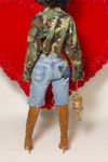 Camo crop splatter painted jacket