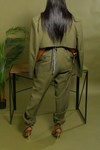 Light olive green jogger crop blazer set