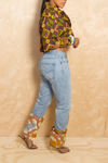 Rasta African crop top button up