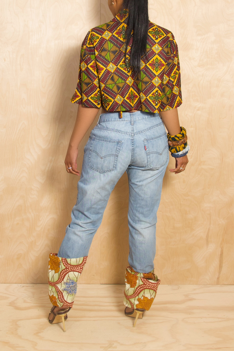 Green Octopus light denim cuff jeans