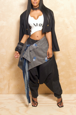 *Black Patchwork Hangman harem pants