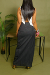 Charcoal Pinstripe Slacks Wrap Skirt