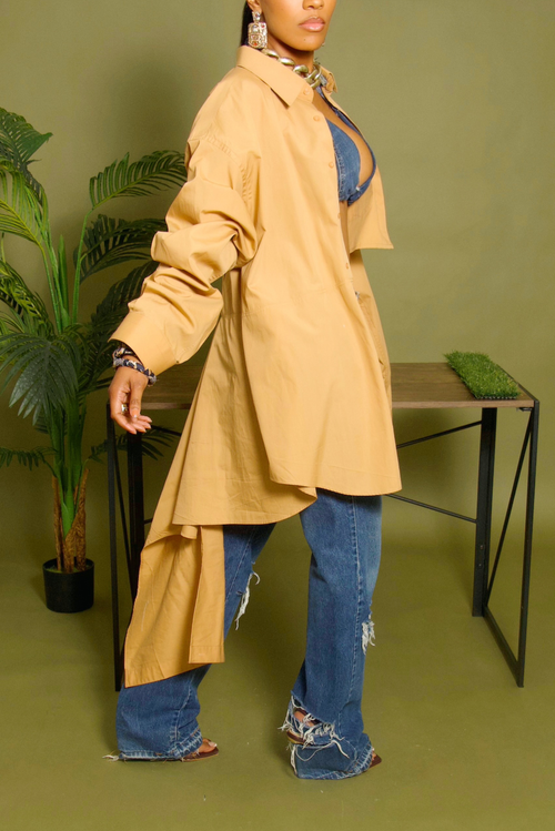 Golden Orange cut off boyfriend button up shirt
