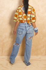 Medium washed slits Ripped Levi jeans (Tall Girl Friendly)