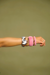 Pink Suede & Mixed Animal Print Bangle 5 Stack braclets