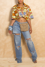 Medium washed slits Ripped Levi jeans (Tall Girl Friendly)