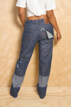 *Dark boyfriend cuff hole distress jeans (35-5/6) - FINAL SALE