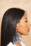 *Vintage Denim Short Fringe earrings
