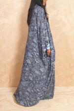 Blue sheer snake skin animal print Kimono with scarf