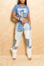 *Sonic upcycled Crop top Graphic Tee (XS/S) FINAL SALE