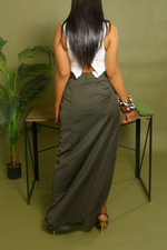 Olive Green Slacks Wrap Skirt