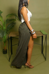 Olive Green Slacks Wrap Skirt