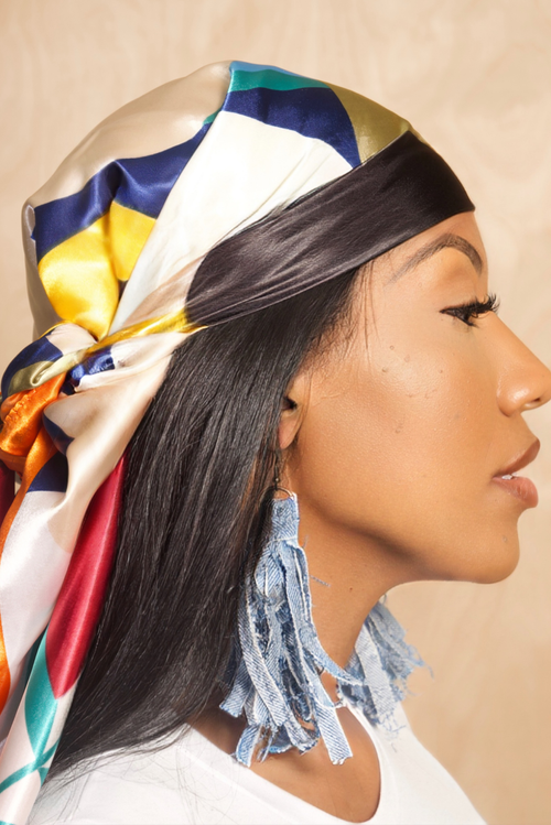 Bold Abtract Print Silk Headscarf
