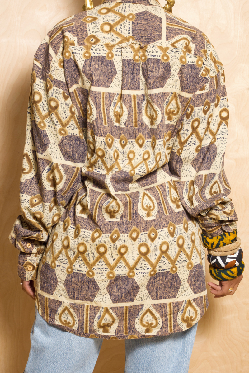 African Tribal crossover Button up