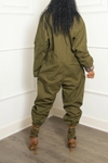 Forest Green Long Sleeves / Short Sleeves zipper Jumpsuit