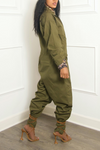 Forest Green Long Sleeves / Short Sleeves zipper Jumpsuit