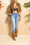 Jungle maroon African denim cuff jeans