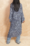 Blue sheer snake skin animal print Kimono with scarf