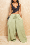 Green resort wide leg jogger pants