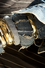 Denim Gold upscale classic 7 Stacked Bangles Bracelets