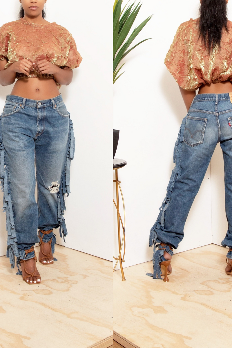 Levis fringe jeans on sale