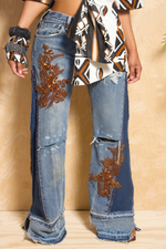 Dark Denim Brown hand Beaded Wide-Leg Levi’s