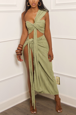 Tea Green Resort midi wrap skirt
