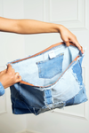 Denim patchwork Dungaree hook oversized Clutch