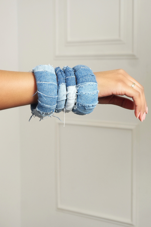 Mix match Denim on Denim Big/Small Bangles 4 Stack