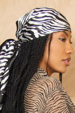 Black/White zebra print Silk Headscarf