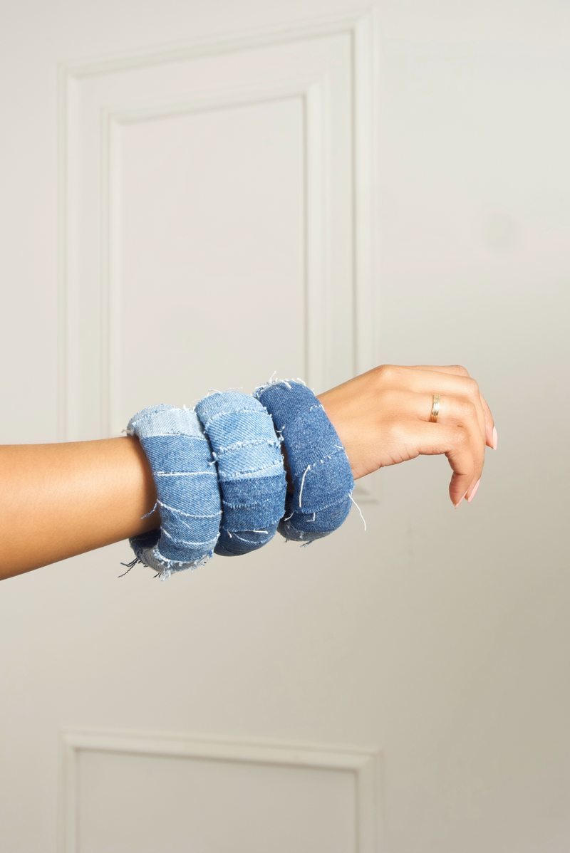 Denim on Denim 3 stack Big bangles