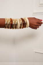 Cream honey Gold 10 Stacked Bangles bracelets