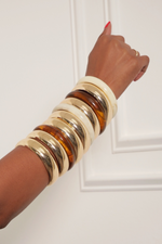 Cream honey Gold 10 Stacked Bangles bracelets