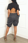 Dark Gray elastic Bermuda Shorts