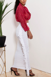 White long wave print Fringe skirt FINALE SALE