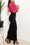 Black lined stripe long Fringe skirt FINAL SALE