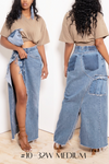 Vintage Denim button leg split wrap skirt -FINAL SALE