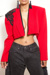 Embellished Red Crop Blazer (S/M) one of one