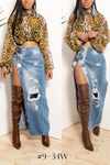 Vintage Denim button leg split wrap skirt -FINAL SALE